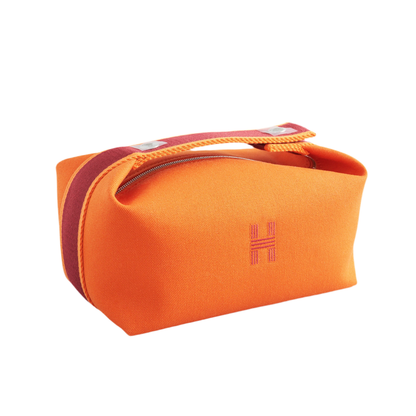 HERMÈS BRIDE DE BRAC TOILETRY BAG PM CANVAS ORANGE FEU PALLADIUM HARDWARE