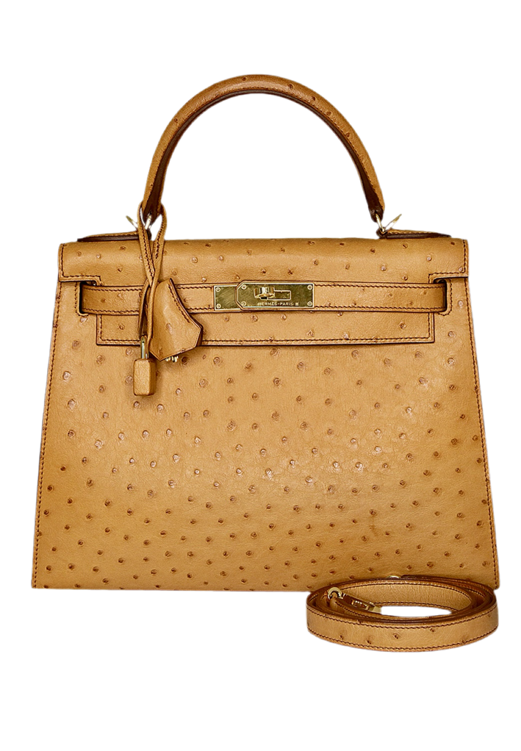 HERMES - KELLY SELLIER 28 GOLD OSTRICH GOLD HARDWARE