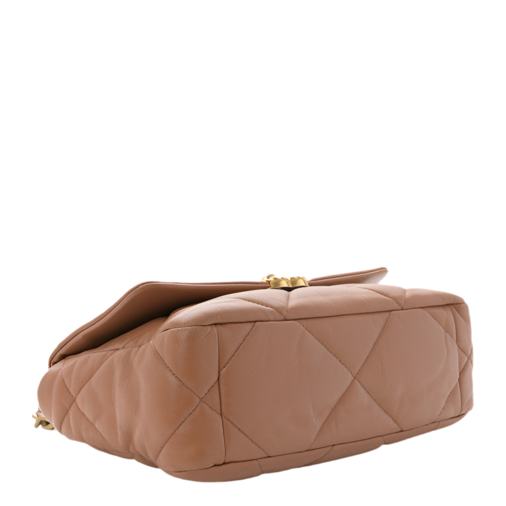 CHANEL - LAMBSKIN QUILTED MEDIUM CHANEL 19 FLAP BROWN