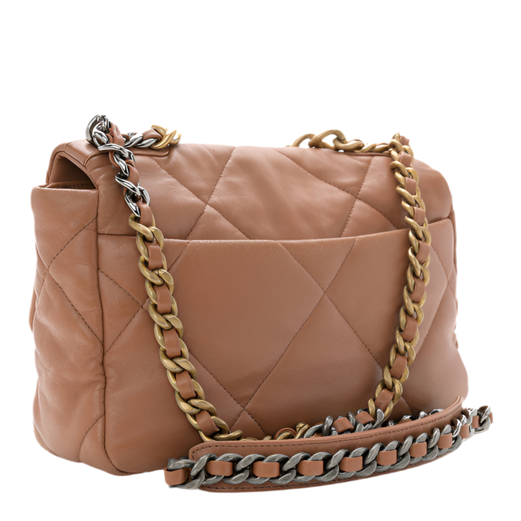 CHANEL - LAMBSKIN QUILTED MEDIUM CHANEL 19 FLAP BROWN