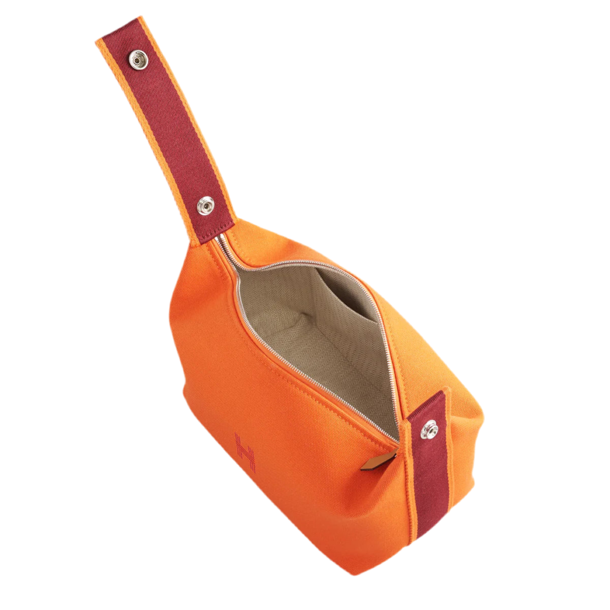 HERMÈS BRIDE DE BRAC TOILETRY BAG PM CANVAS ORANGE FEU PALLADIUM HARDWARE