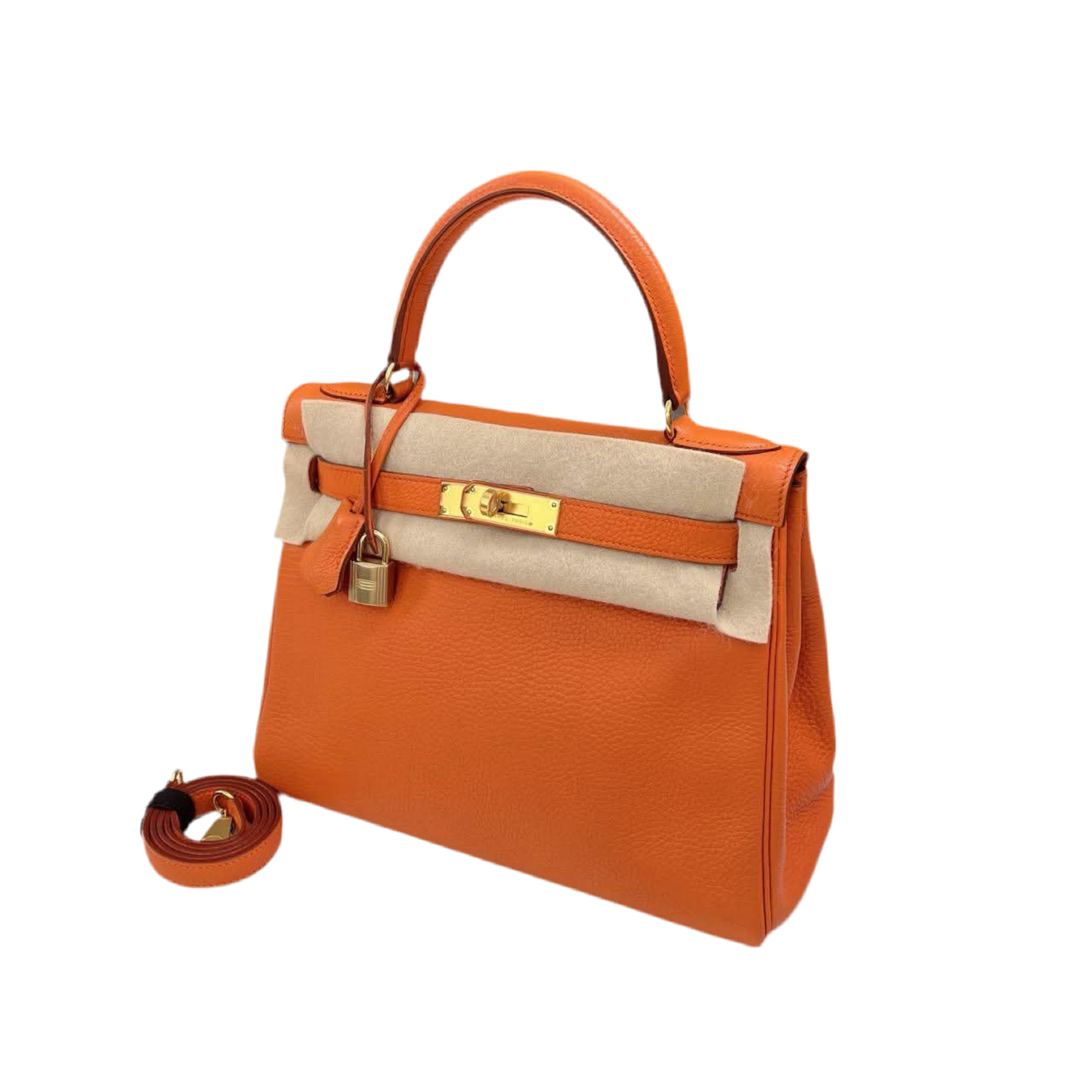 HERMES- KELLY 28 ORANGE TOGO GOLD HARDWARE