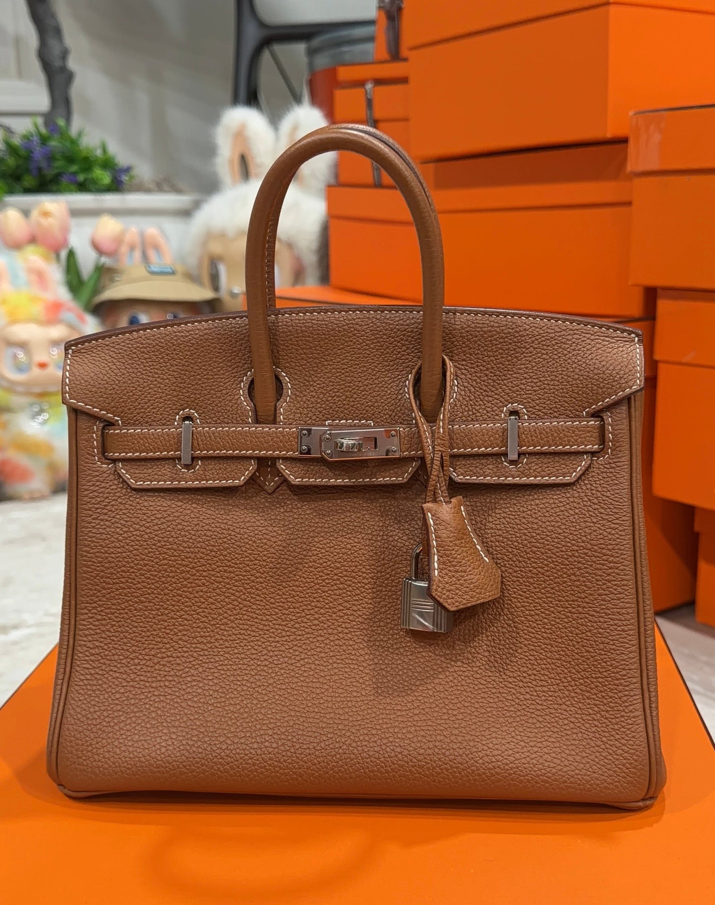 BIRKIN 25 GOLD TOGO WITH PALLADIUM HARDWARE