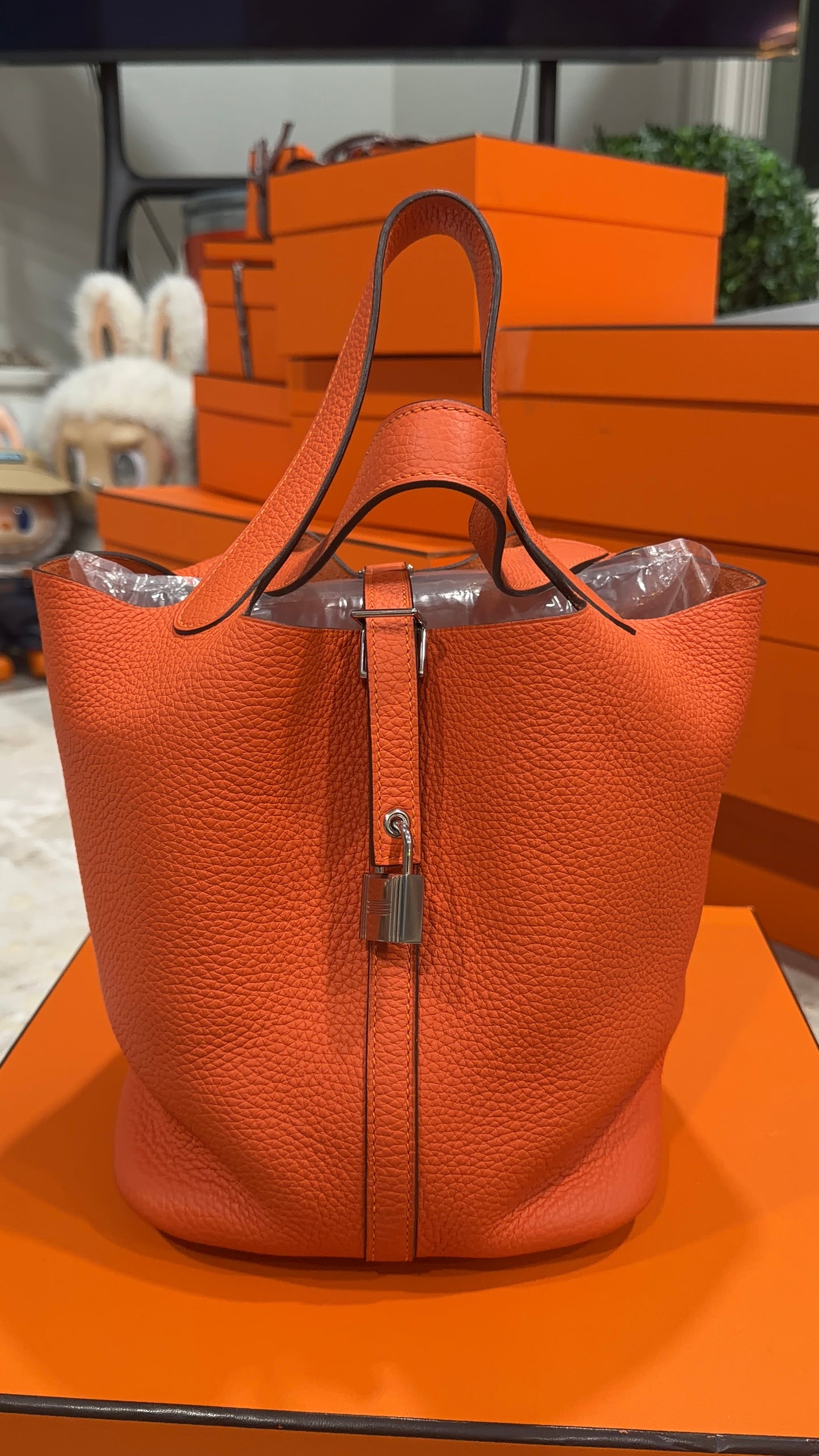 Hermes Picotin 22 Orange Clemence With Palladium Hardware