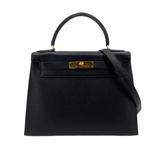 HERMES - KELLY SELLIER 28 BLACK ARDENNES GOLD HARDWARE
