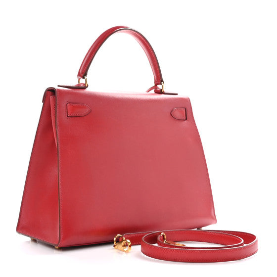 HERMES- BOX KELLY SELLIER 28 ROUGE VIF GOLD HARDWARE