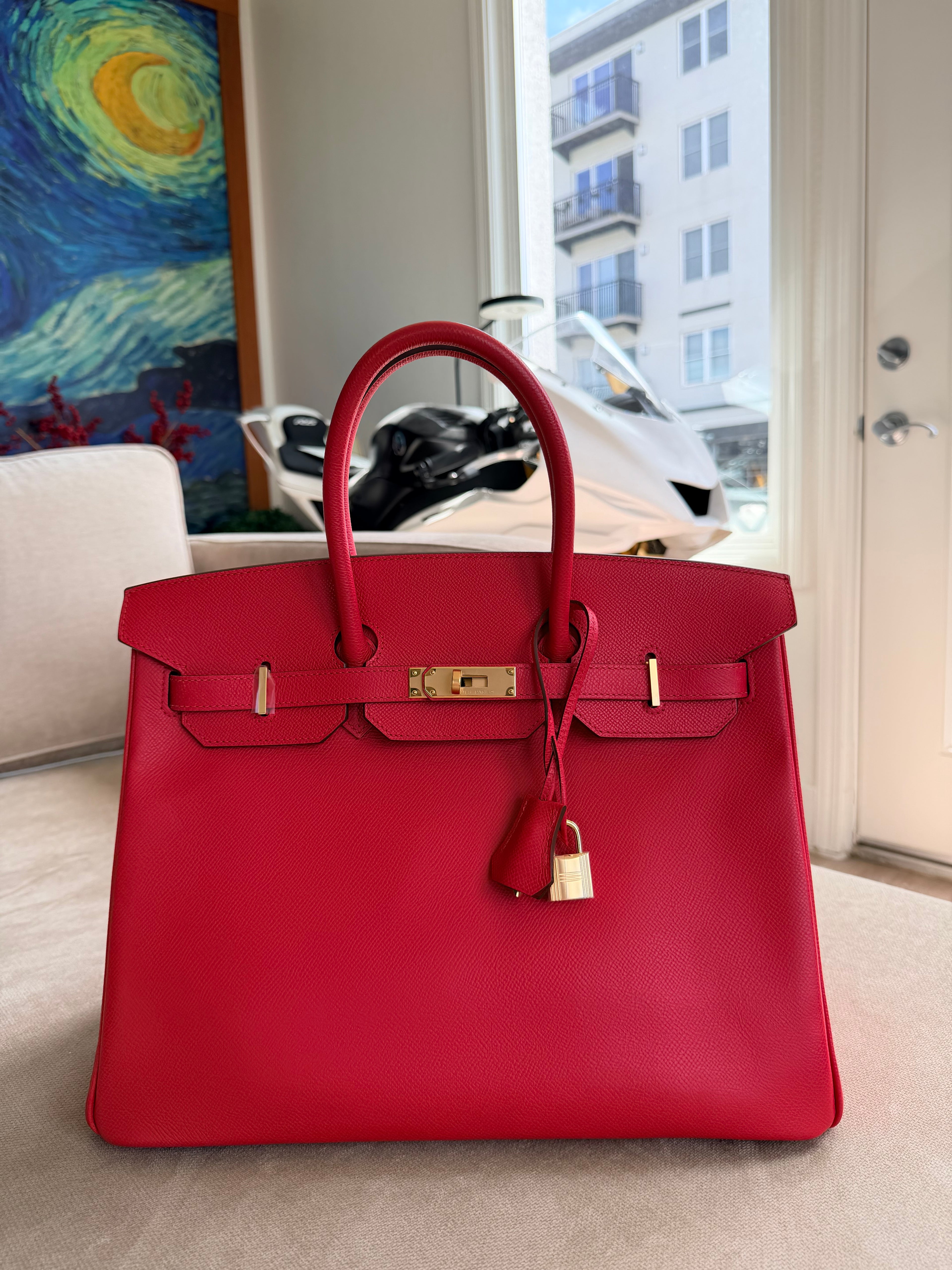 Birkin 35 Rouge Garance Epsom Gold Hardware