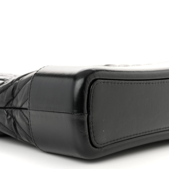 Chanel Aged Calfskin Chevron Quilted Medium Gabrielle Hobo So Black