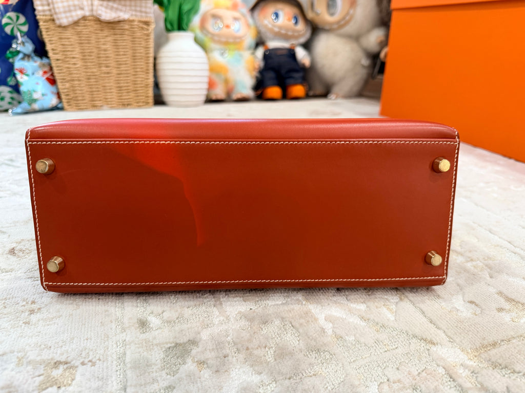 Hermes Kelly Sellier 28 Brick Box Calfskin With Gold Hardware