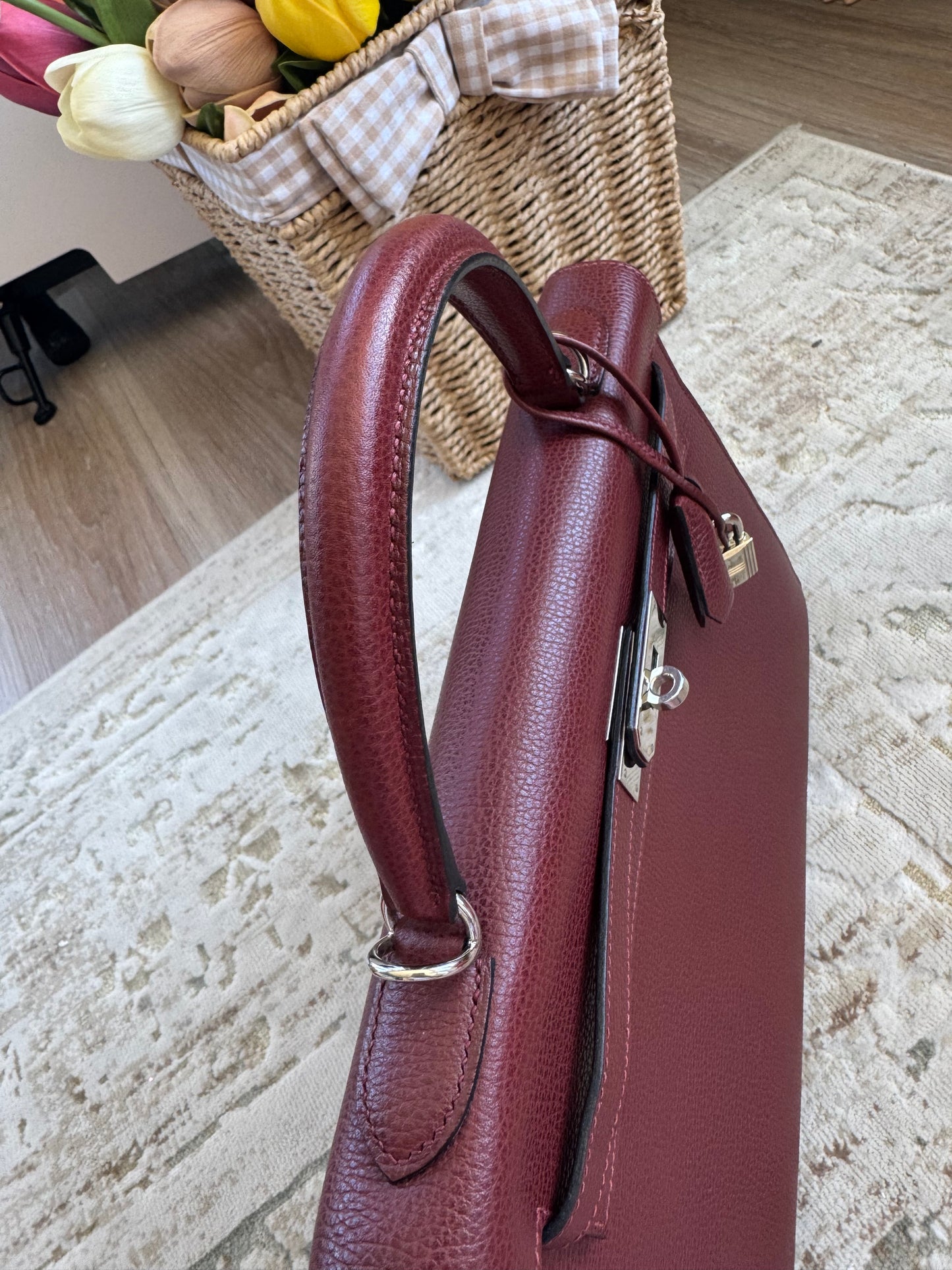 Hermes Kelly Sellier 32 Rouge H Palladium Hardware