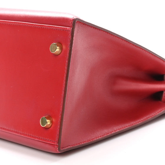 HERMES- BOX KELLY SELLIER 28 ROUGE VIF GOLD HARDWARE