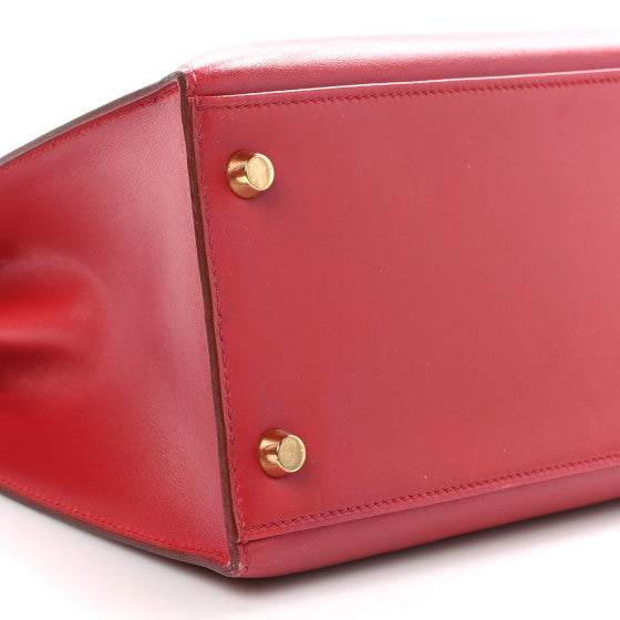 HERMES- BOX KELLY SELLIER 28 ROUGE VIF GOLD HARDWARE