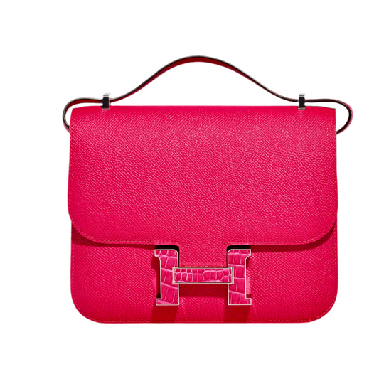 HERMES - CONSTANCE 18 TOUCH ROSE MEXICO EPSOM & ALLIGATOR PALLADIUM HARDWARE