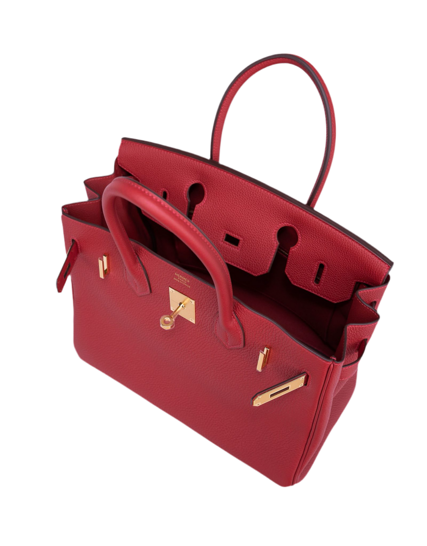 HERMES- BIRKIN 30 ROUGE VIF TOGO GOLD HARDWARE