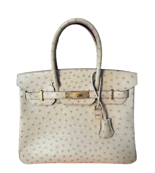 HERMES - BIRKIN 30 PARCHEMIN  OSTRICH GHW