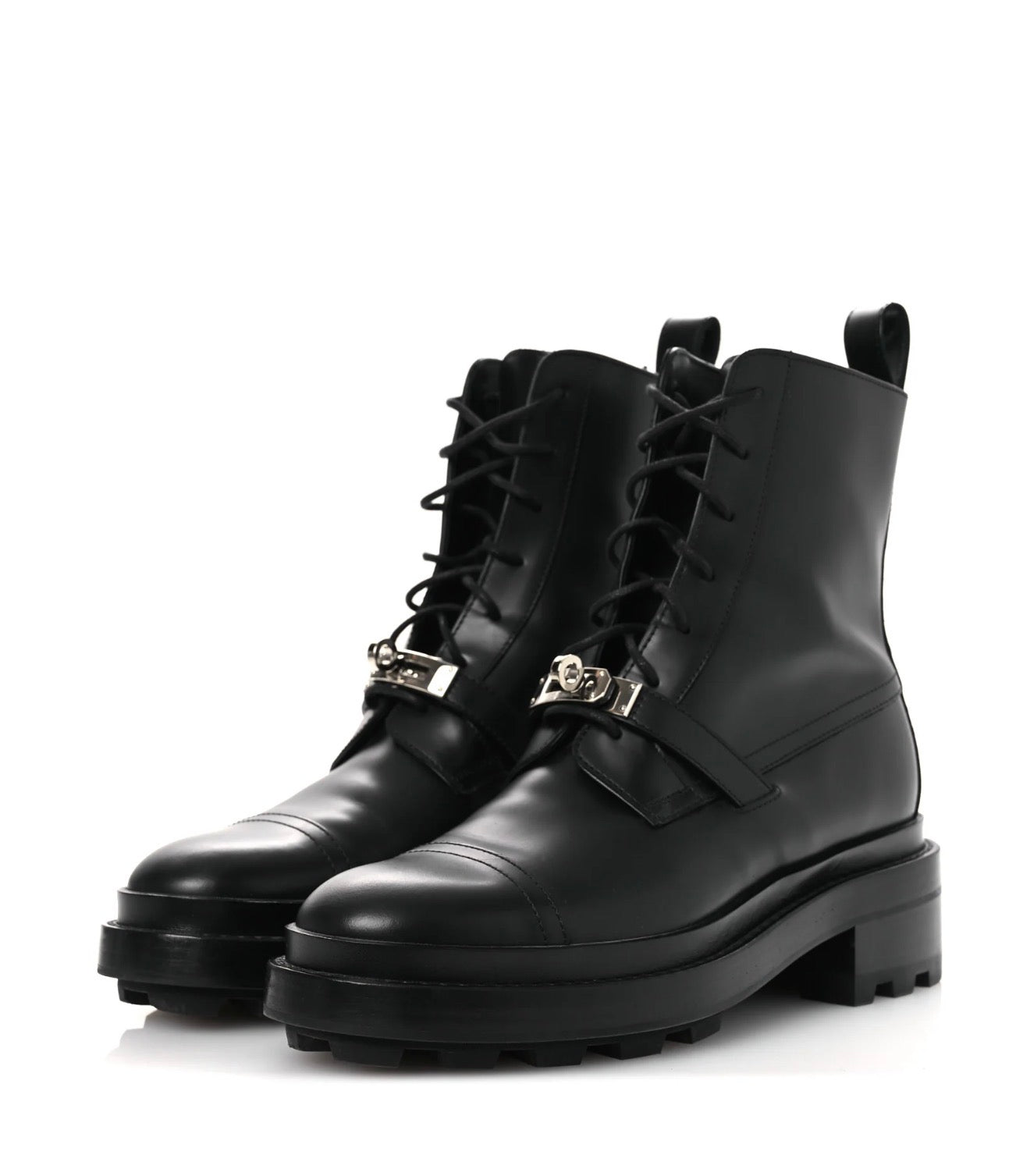 Hermes Glossed Calfskin Funk Ankle Boots 36 Black Shw