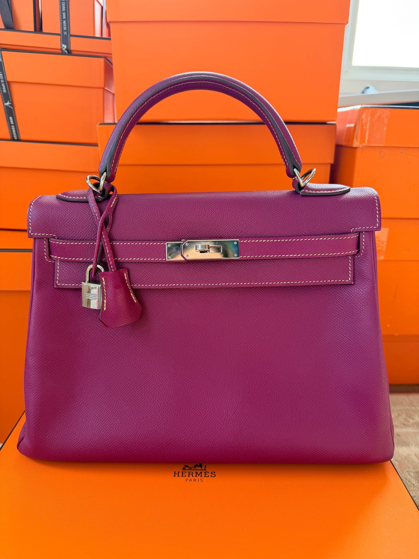 Hermes Kelly Retourne 32 Tosca Epsom With Palladium Hardware