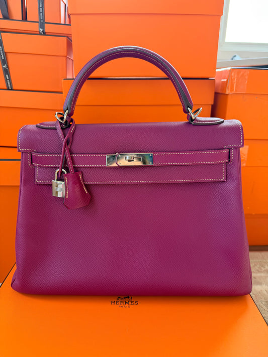 Hermes Kelly Retourne 32 Tosca Epsom With Palladium Hardware