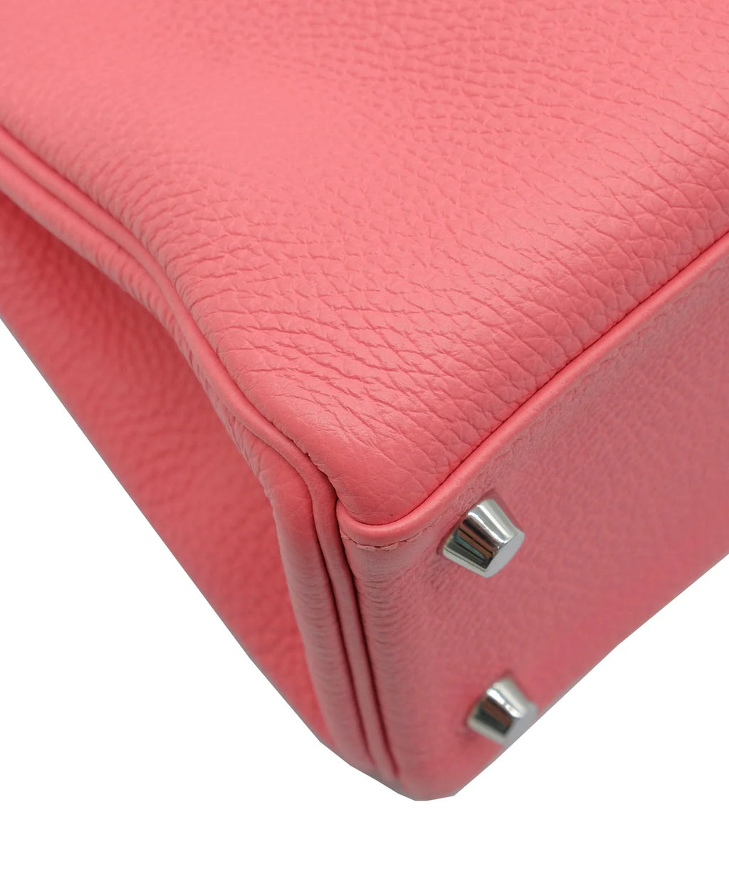 Kelly Retourne 28 Rose Lipstick Togo Leather Palladium Hardware