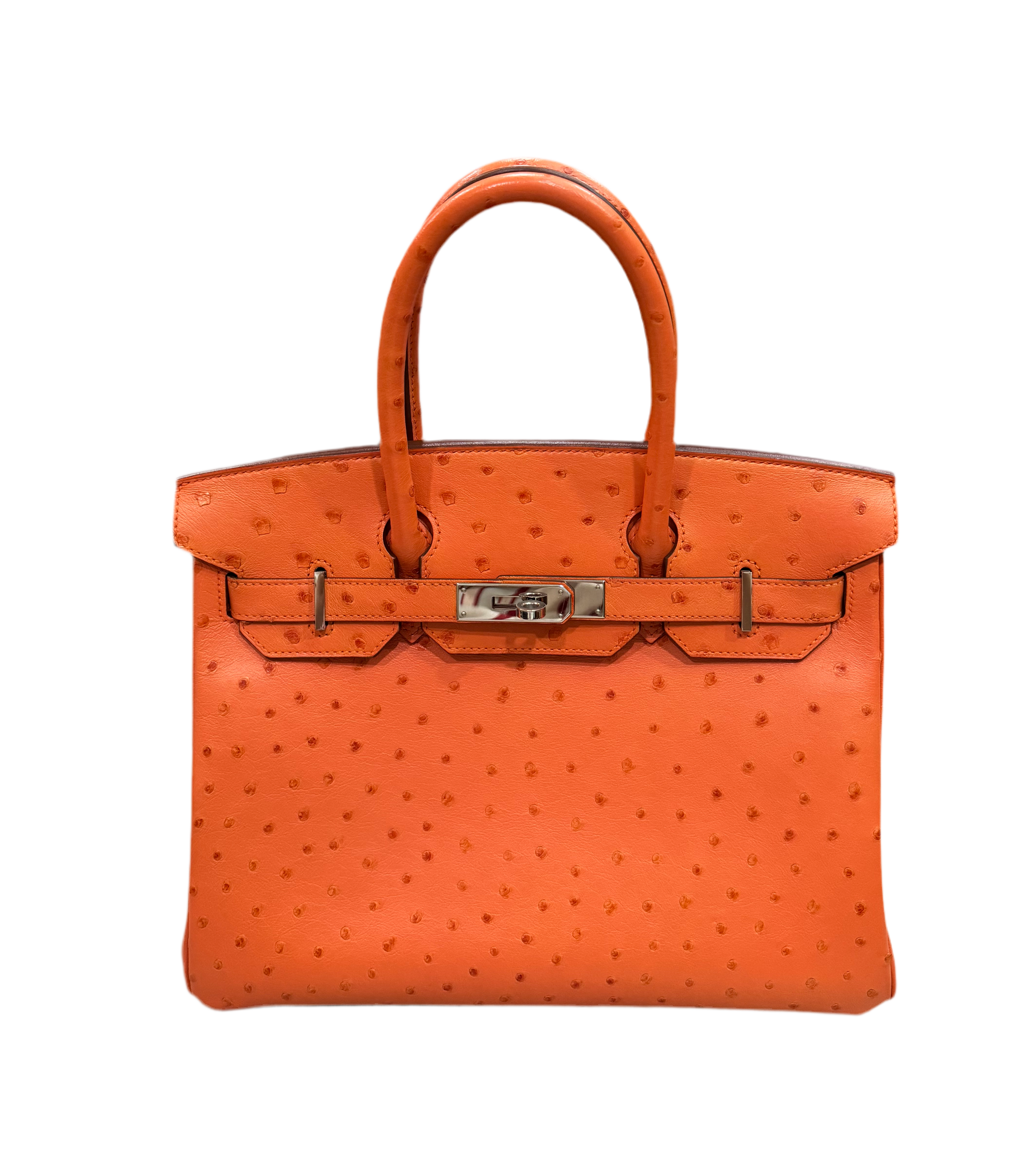 Hermes Birkin 30 Ostrich Orange Palladium Hardware