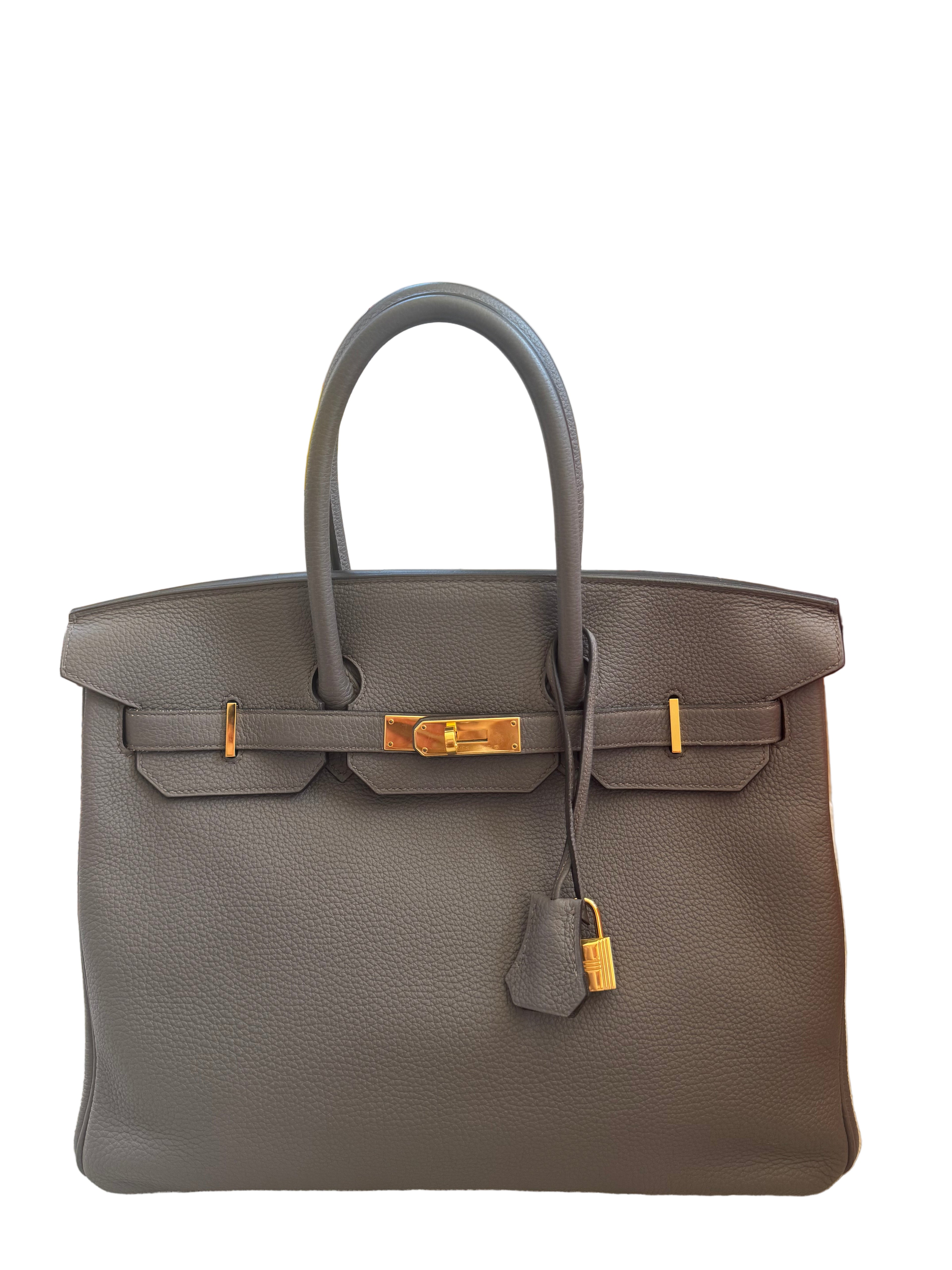 Hermes Birkin 35 Gris Etain Togo Gold Hardware