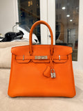 Birkin 30 Orange Togo Palladium Hardware