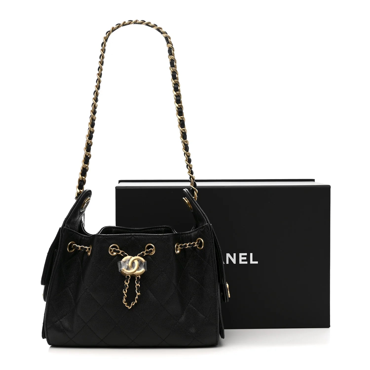 CHANEL
Caviar Quilted Mini Chanel 25 Handbag Black