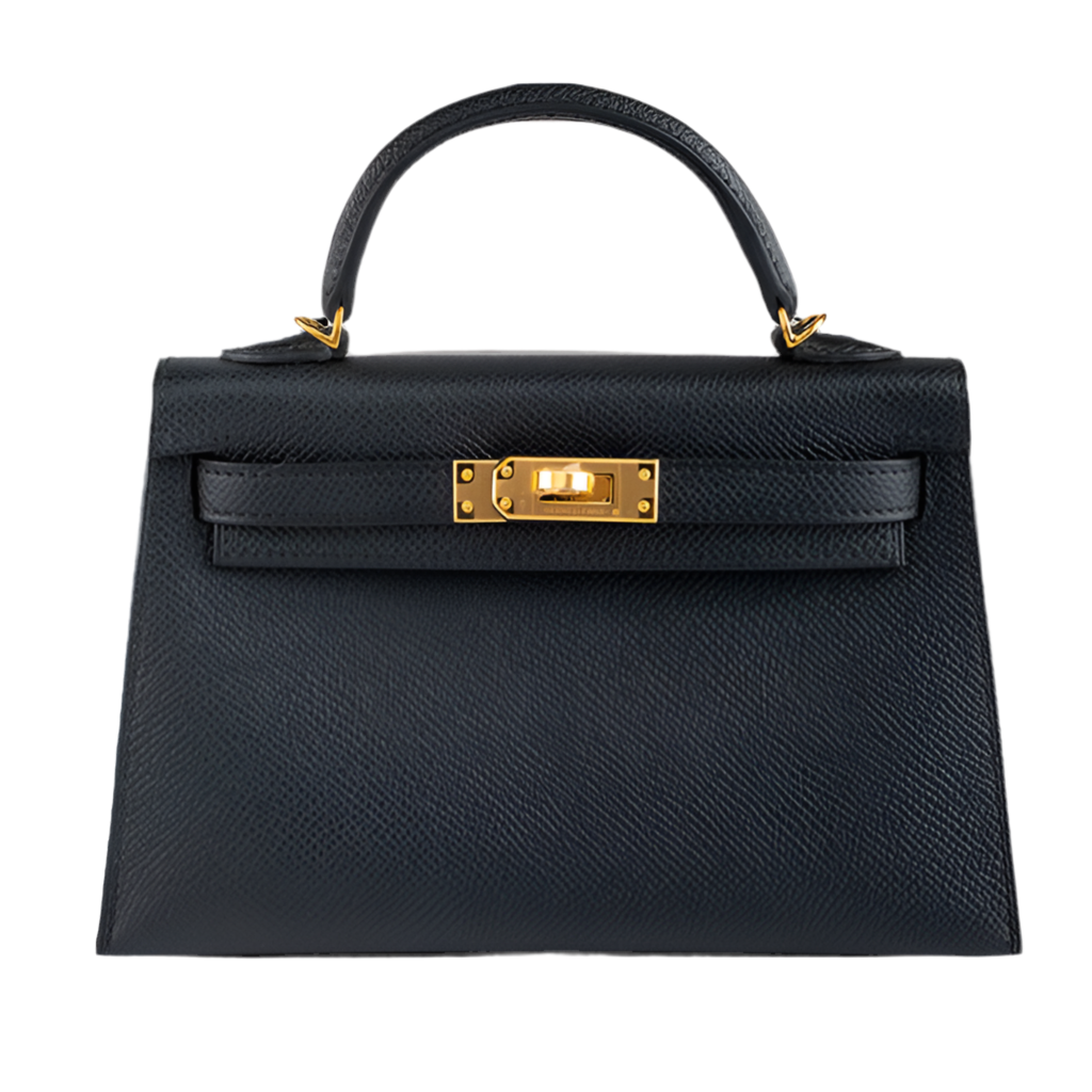 Hermes Kelly Mini 20 Black Epsom Gold Hardware