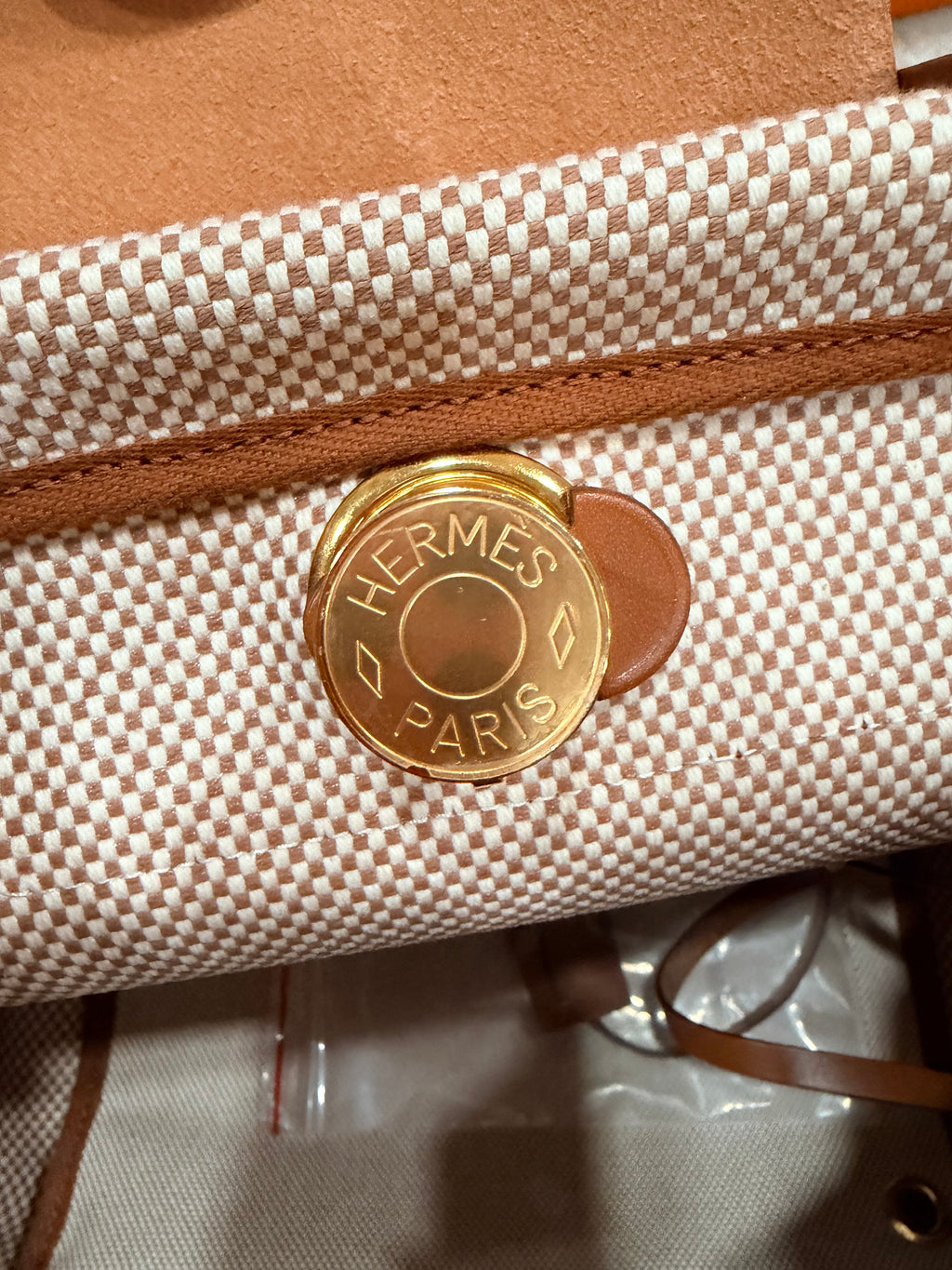 Hermes Herbag 31  Vache Hunter / Toile Écru / Beige / Fauve