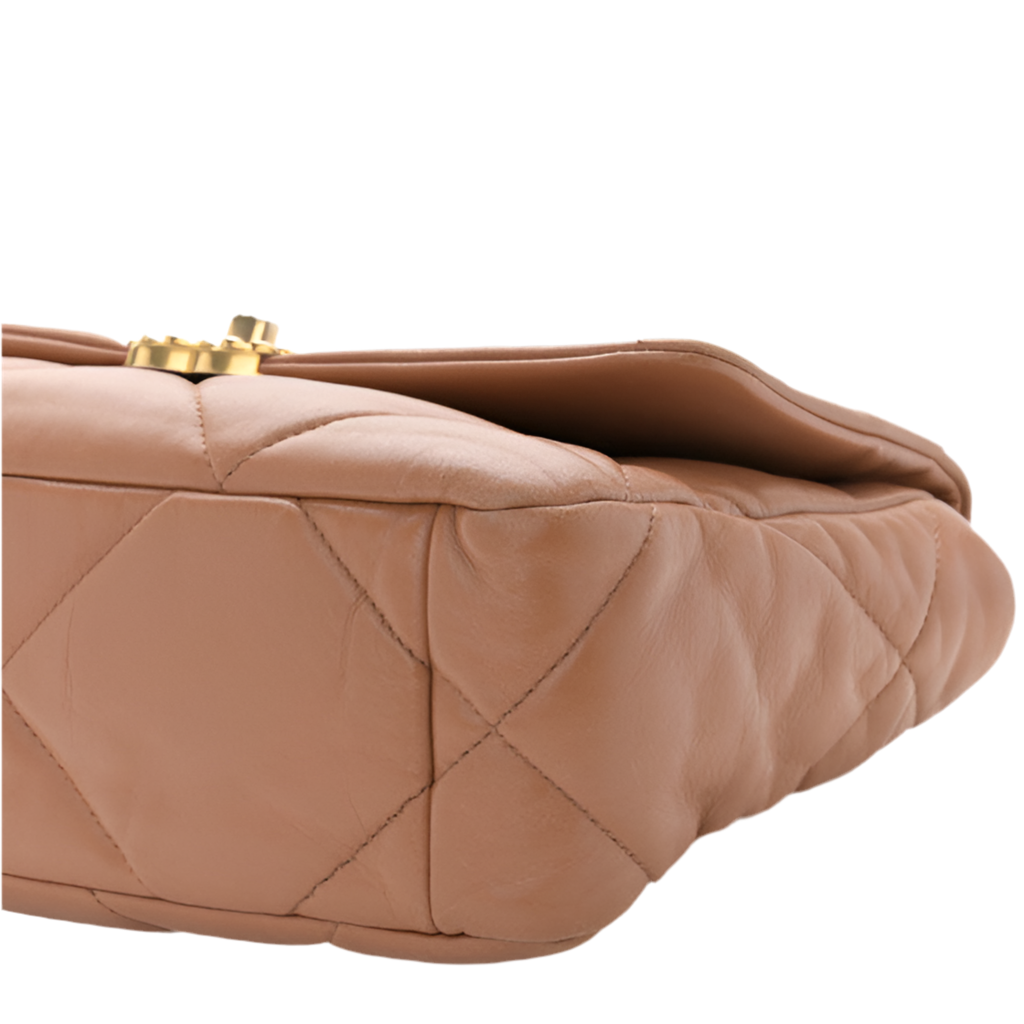 CHANEL - LAMBSKIN QUILTED MEDIUM CHANEL 19 FLAP BROWN