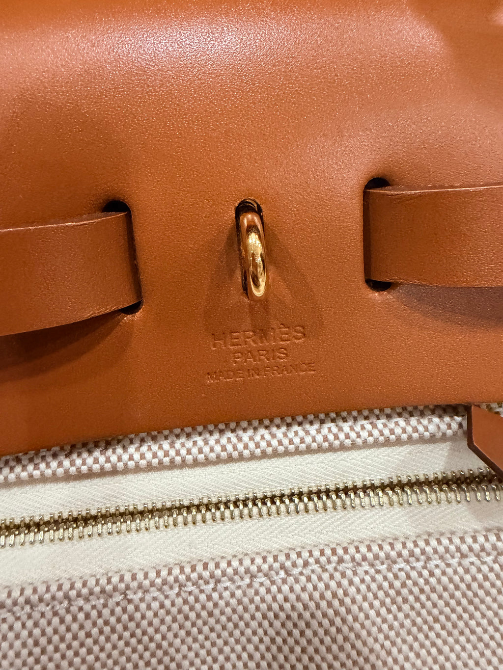Hermes Herbag 31  Vache Hunter / Toile Écru / Beige / Fauve