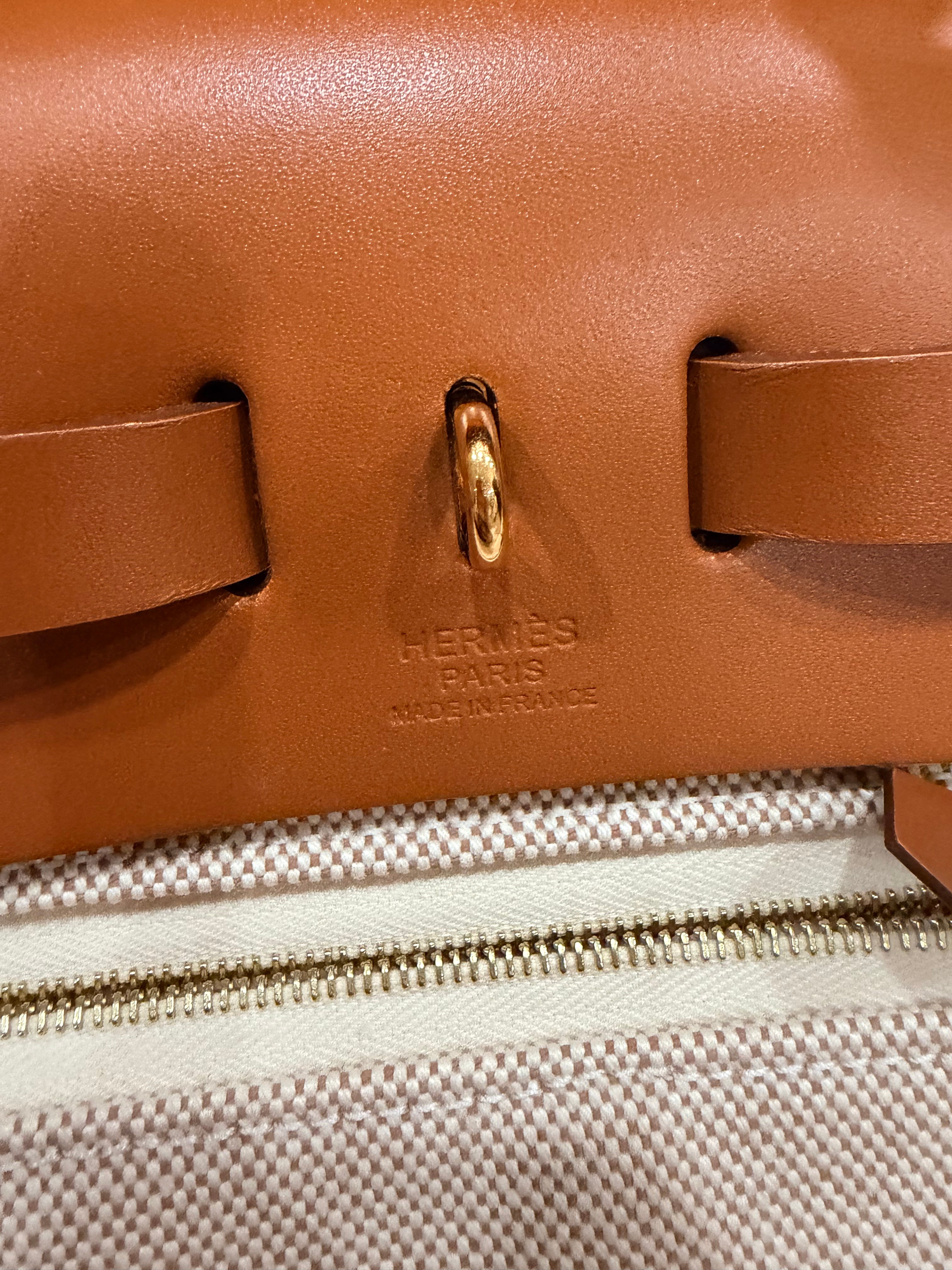 Hermes Herbag 31  Vache Hunter / Toile Écru / Beige / Fauve