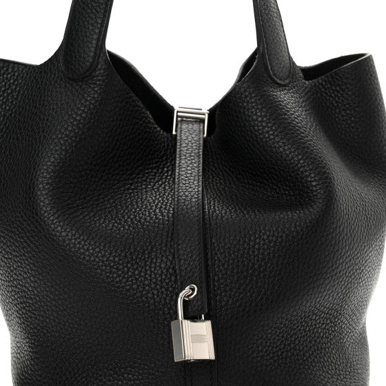 Hermes Picotin 22 Taurillon  Clemence Noir With Palladium Hardware