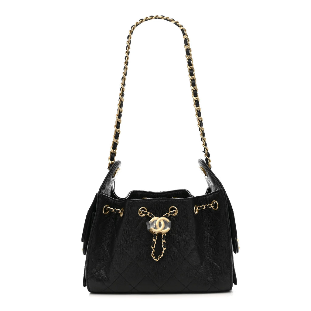 CHANEL
Caviar Quilted Mini Chanel 25 Handbag Black