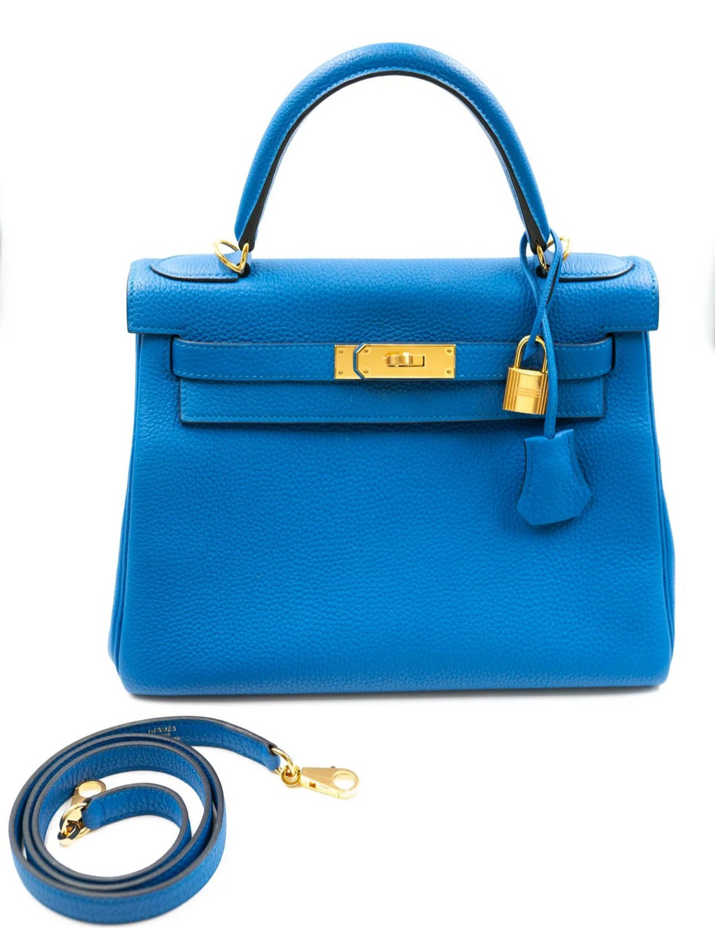 Hermes Kelly 25 Blue Zanbiar Togo Gold Hardware