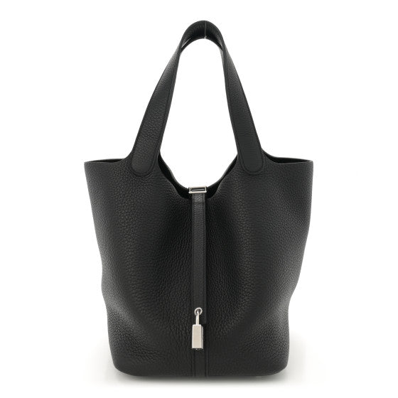 Hermes Picotin 22 Taurillon  Clemence Noir With Palladium Hardware