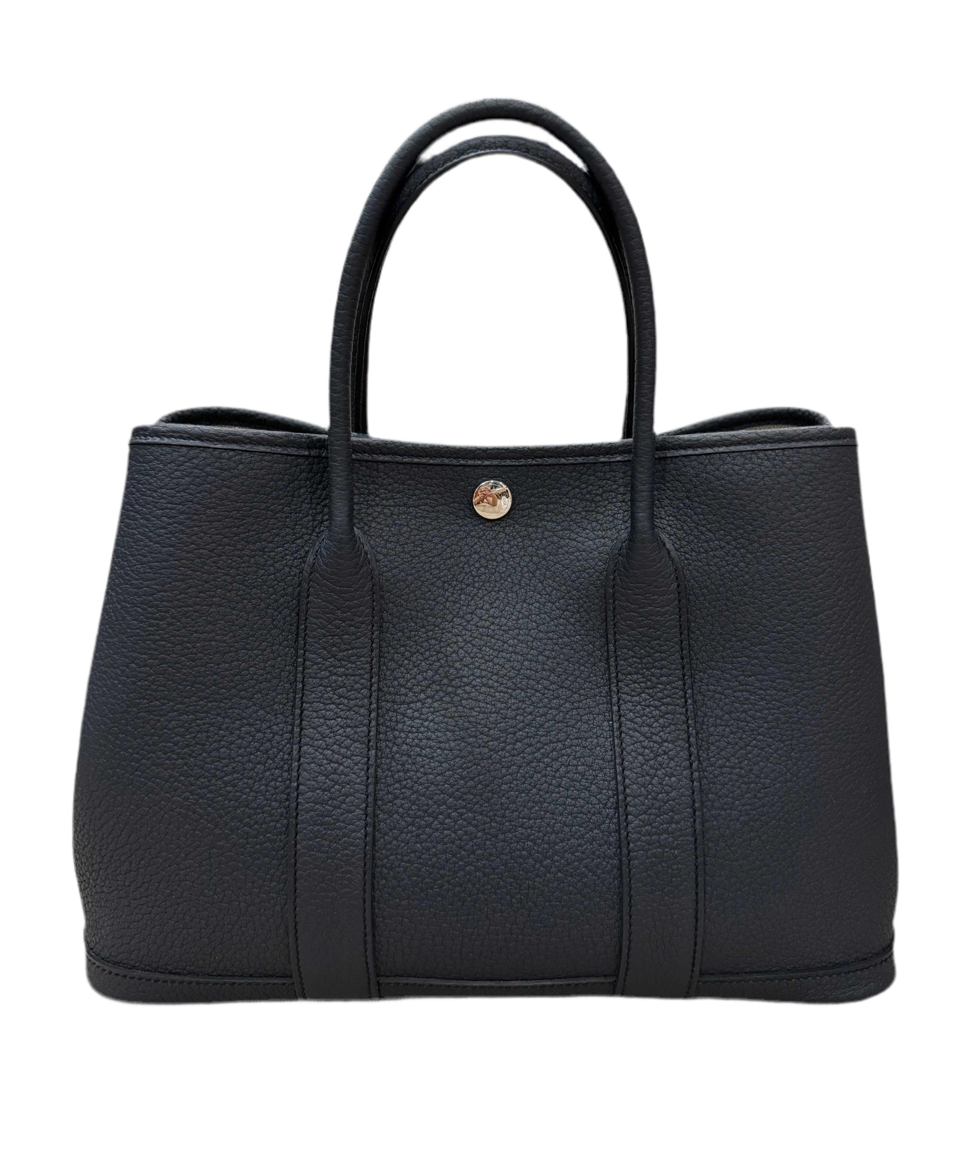 Hermes Garden Party 30 Negonda Calfskin Bleu Indigo Palladium Hardware