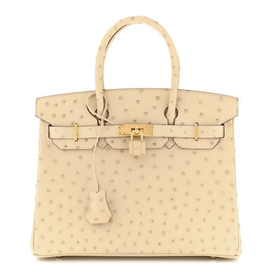HERMES - BIRKIN 30 PARCHEMIN  OSTRICH GHW