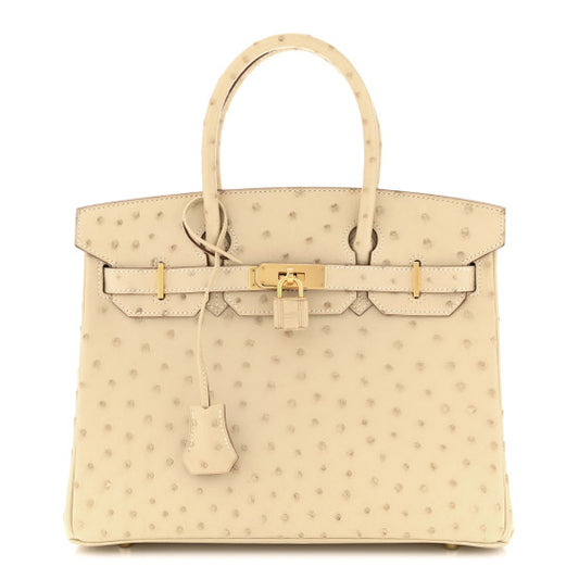 HERMES - BIRKIN 30 PARCHEMIN  OSTRICH GHW
