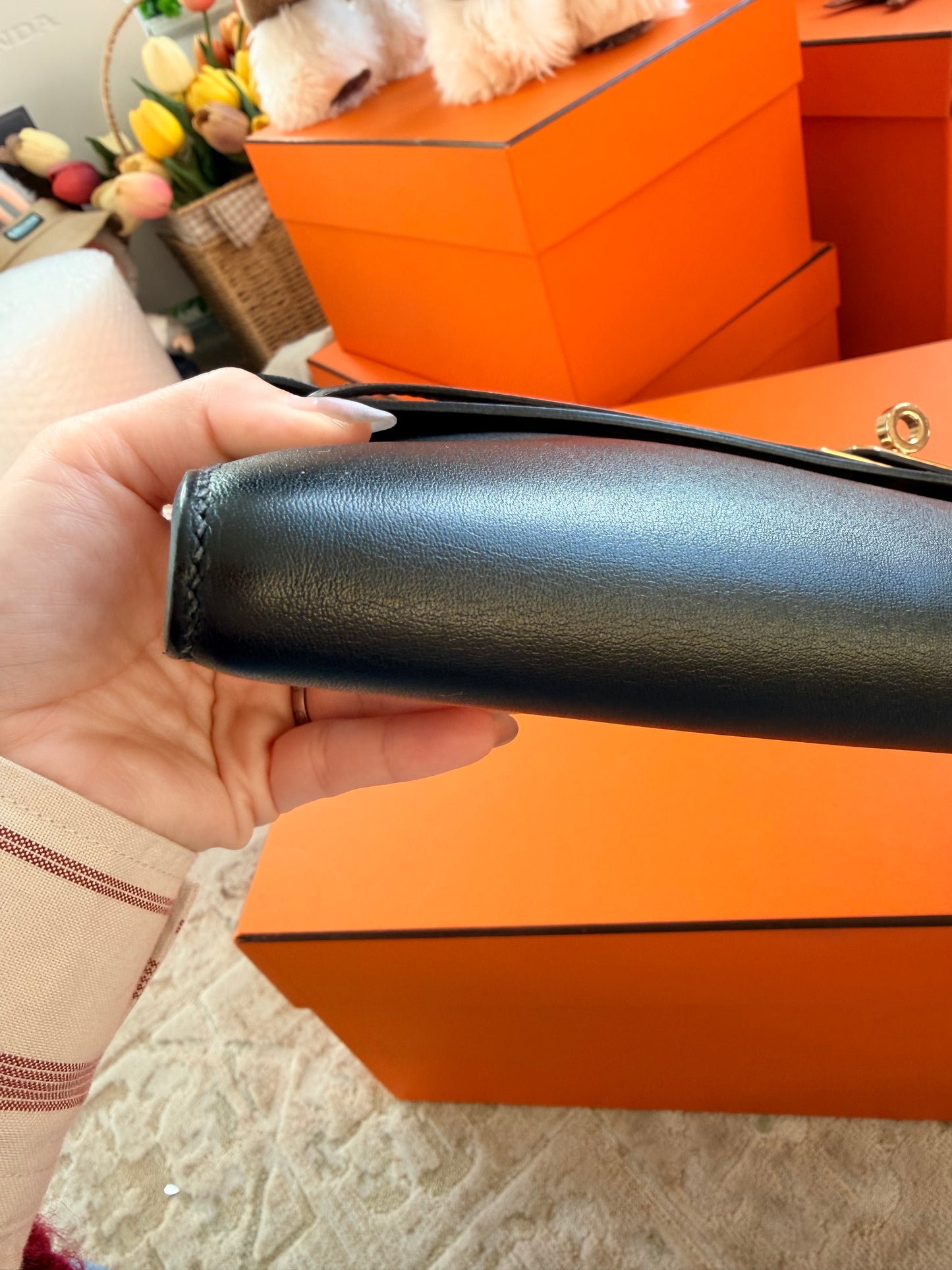 Hermes Black Swift Kelly Cut Clutch Bag With Gold Hardware GHW