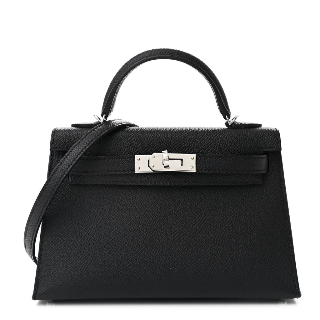 Kelly Mini Sellier 20 Noir Epsom Palladium Hardware