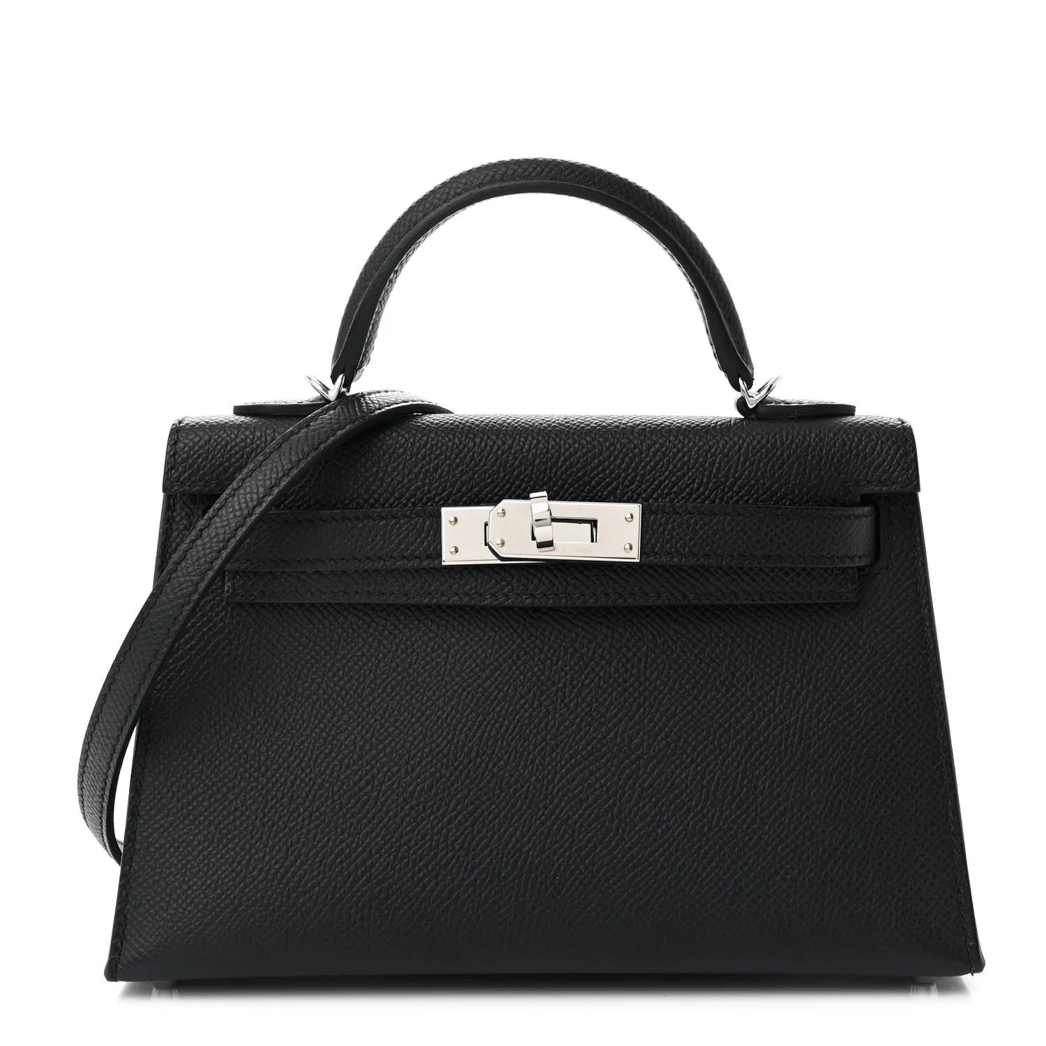 Kelly Mini Sellier 20 Noir Epsom Palladium Hardware