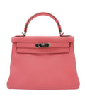 Kelly Retourne 28 Rose Lipstick Togo Leather Palladium Hardware