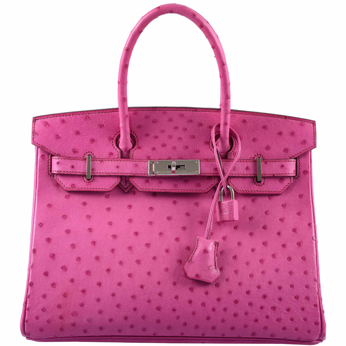 HERMES - BIRKIN 30 OSTRICH FUCHSIA WITH PALLADIUM HARDWARE