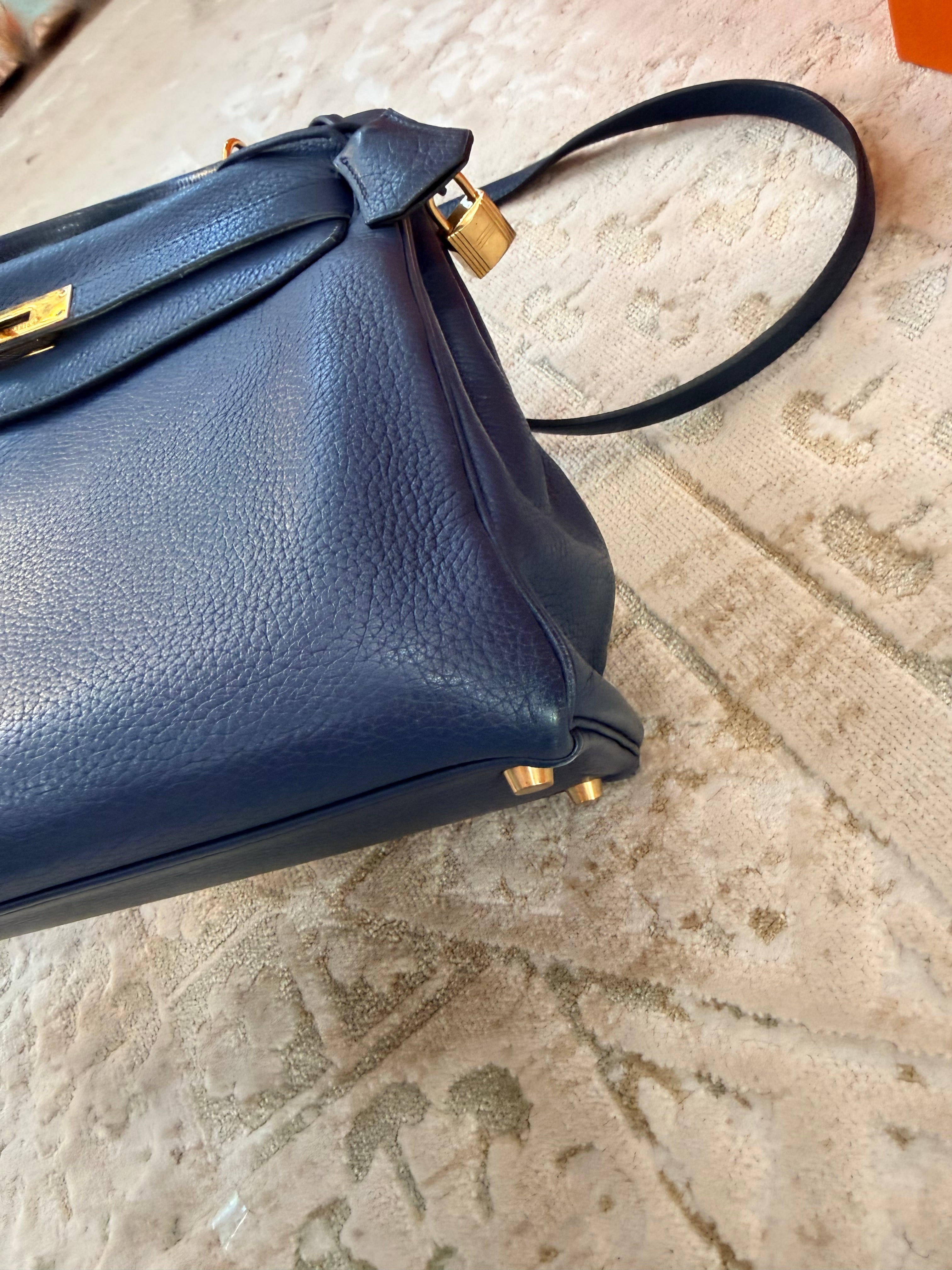 Hermes Kelly Retourne 32 Blue Midnight ( Deep Blue ) Togo With Gold Hardware