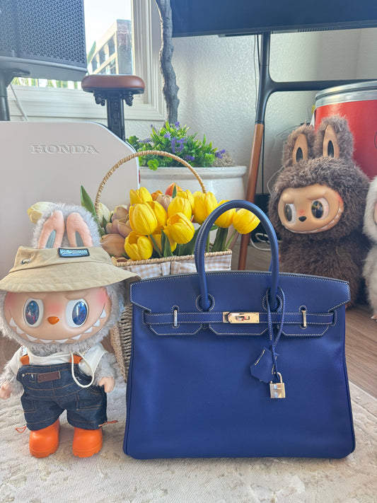 HERMES BIRKIN 35 BLUE ELECTRIC EPSOM PALLADIUM HARDWARE