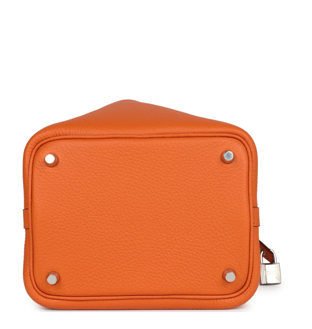 Taurillon Clemence Picotin Lock 18 Orange Palladium Hardware