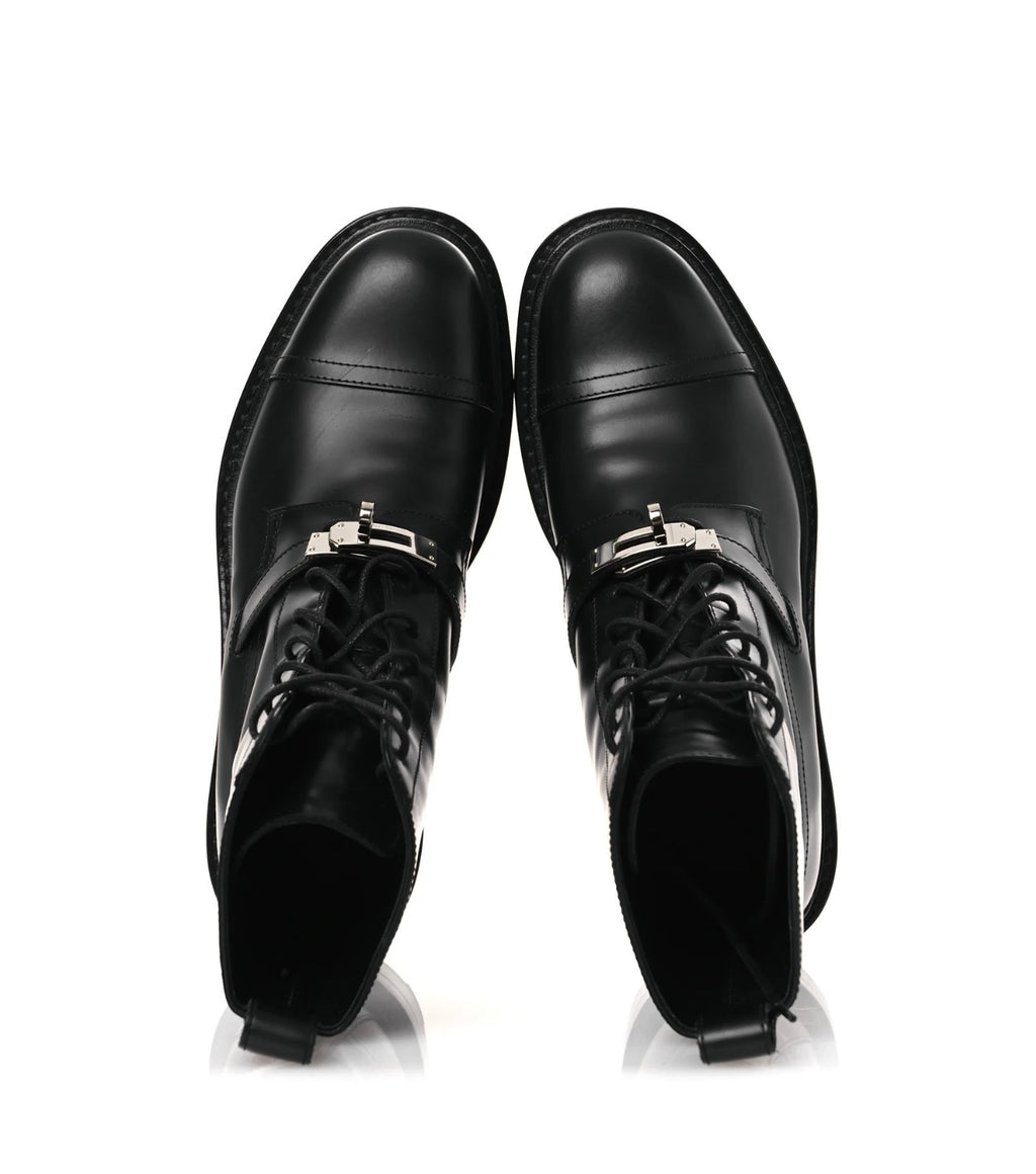 Hermes Glossed Calfskin Funk Ankle Boots 36 Black Shw