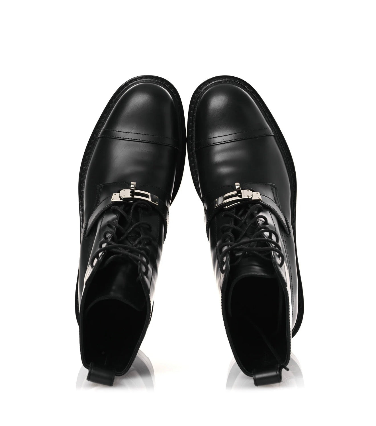 Hermes Glossed Calfskin Funk Ankle Boots 36 Black Shw