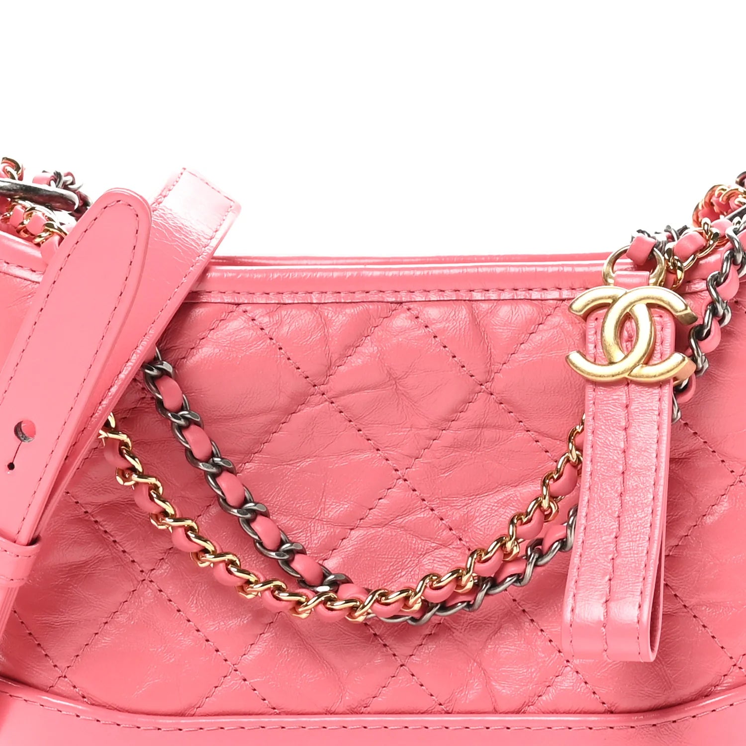 Chanel Aged Calfskin Quilted Small Gabrielle Hobo Rose